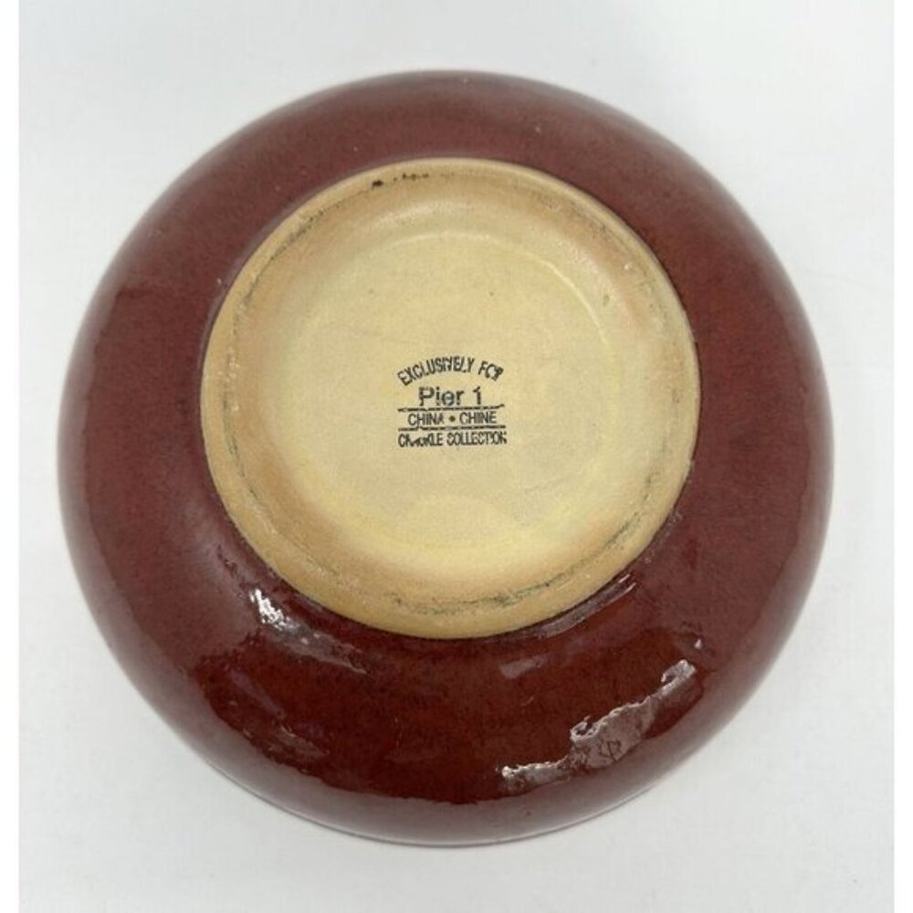 Vintage 1990s PIER 1 IMPORTS CRACKLE COLLECTION 10" Serving Bowl Rust Drip Glaze - Picture 7 of 12